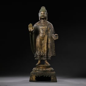 China Northern Wei Dynasty Gilt Bronze Standing Buddha