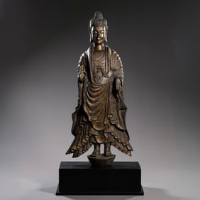 China Northern Wei Dynasty Gilt Bronze Standing Buddha