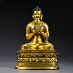 Chinese Ming Dynasty Gilded Bronze Seated Buddha