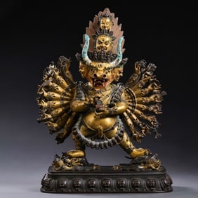 Partial Gilded Bronze Buddha Standing Figure, Qing Dynasty, China