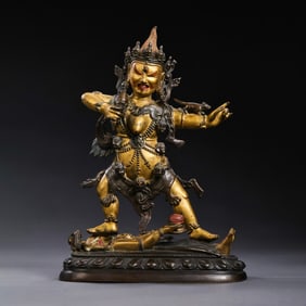 Partial Gilded Bronze Buddha Standing Figure, Qing Dynasty, China