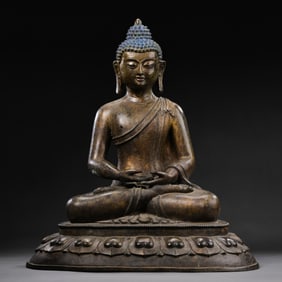 Chinese Qing Dynasty Gilded Bronze Buddha Seated Figure