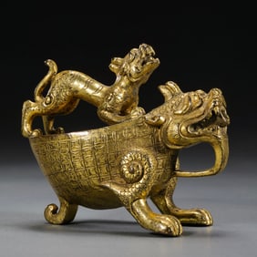 Chinese Qing Dynasty Gilded Bronze Auspicious Animals
