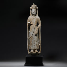 Standing Buddha statue in bluestone, Northern Wei Dynasty, China