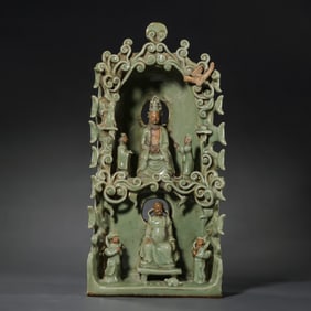 Chinese Southern Song Dynasty Longquan Kiln Green Glaze Buddha Shrine
