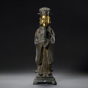 Chinese Ming Dynasty Gilt Bronze Standing Buddha