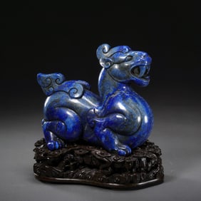 Chinese Qing Dynasty Lapis Lazuli Auspicious Animal Ornaments