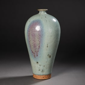 Chinese Jin Dynasty Jun kiln sky blue glaze hanging red plum vase