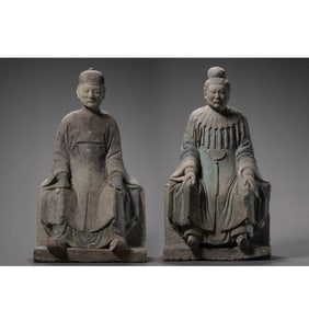 A pair of ancient Chinese stone statues