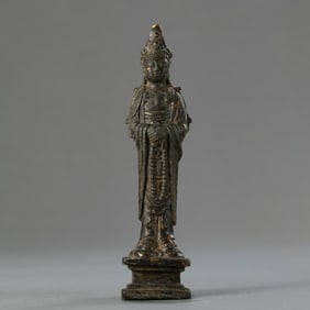 Chinese Liao Dynasty Gilt Bronze Standing Buddha