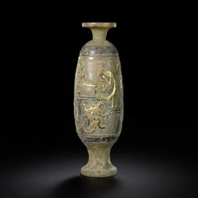 Chinese Han Dynasty Gilded Jade Vase