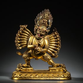 Chinese Ming Dynasty Gilt Bronze Standing Buddha