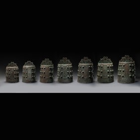 A set of bronze chimes from the Warring States Period of China