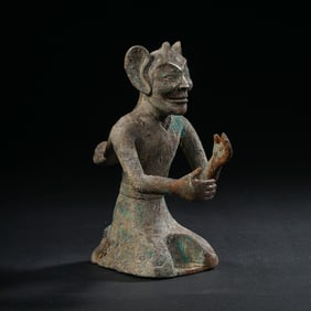 Chinese Han Dynasty Silver Kneeling Figure