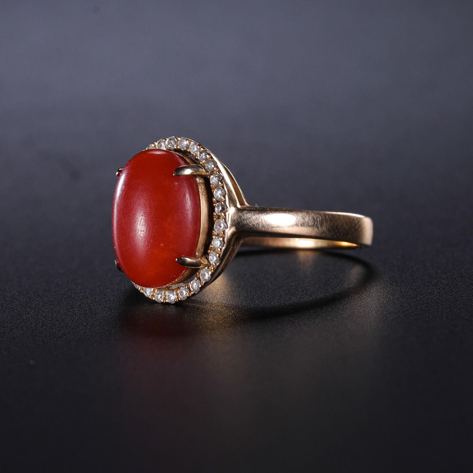 Chinese Qing Dynasty Pure Gold Inlaid Coral Ring (1 of 7)