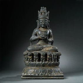 WEST ASIA BRONZE BUDDHA SITTING STATUE