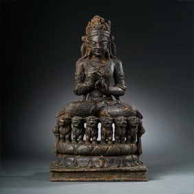 WEST ASIA BRONZE BUDDHA SITTING STATUE