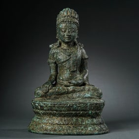 WEST ASIA BRONZE BUDDHA SITTING STATUE