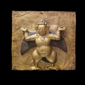 MING DYNASTY GILT BRONZE ROC BIRD STANDING STATUE