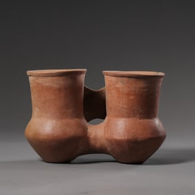 BEFORE MING DYNASTY PAINTED POTTERY DOUBLE POT