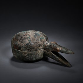 BEFORE MING DYNASTY BRONZE WARE INLAID WITH GOLD AND SILVER