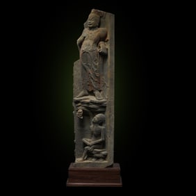 FROM THE 4TH TO 6TH CENTURIES, BLUESTONE PAINTED BUDDHA STATUES FROM THE NORTHERN WEI DYNASTY