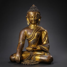 MING DYNASTY GILT BRONZE BUDDHA SITTING STATUE