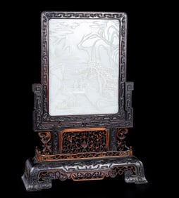QING DYNASTY HETIAN JADE INSERT SCREEN