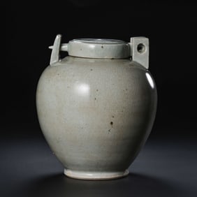 BEFORE MING DYNASTY CELADON LID JAR