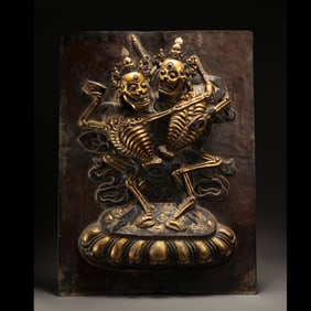 CHINESE QING DYNASTY GILDED BRONZE STATUE OF THE LORD OF THE CORPSE LINDUO