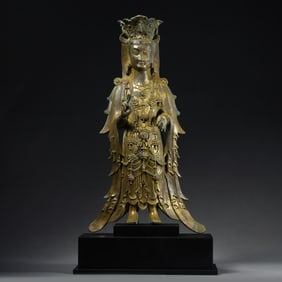 CHINA NORTHERN WEI DYNASTY GILT BRONZE STANDING BUDDHA