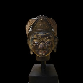 CHINESE MING DYNASTY GILDED BRONZE BUDDHA HEAD