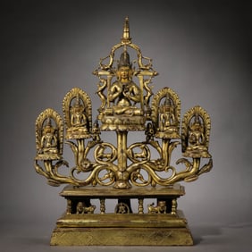 CHINESE MING DYNASTY GILDED BRONZE BUDDHA STATUE