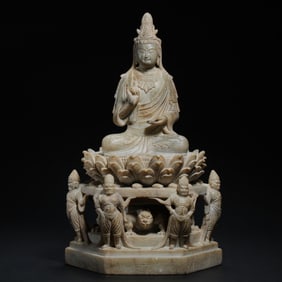 CHINESE TANG DYNASTY STONE STATUE OF GUANYIN