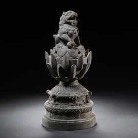 CHINESE TANG DYNASTY STONE LION INCENSE BURNER