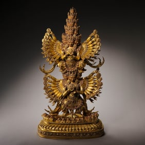 CHINESE MING DYNASTY GILDED BRONZE BUDDHA STATUE