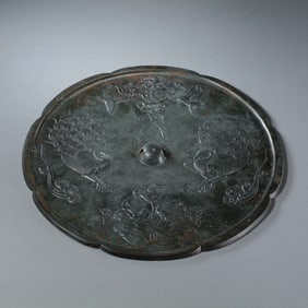 CHINESE TANG DYNASTY DOUBLE PHOENIX BRONZE MIRROR