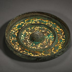 CHINESE HAN DYNASTY GILDED BRONZE MIRROR