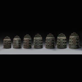 A SET OF BRONZE CHIMES FROM THE WARRING STATES PERIOD OF CHINA