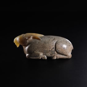 CHINESE HAN DYNASTY JADE LYING SHEEP