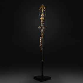 CHINESE MING DYNASTY GILDED BRONZE BUDDHIST INSTRUMENT