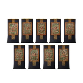 A GROUP OF CHINESE QING DYNASTY BUDDHIST THANGKA PAINTINGS