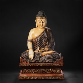 SHOUSHAN STONE BUDDHA SEATED STATUE, QING DYNASTY, CHINA