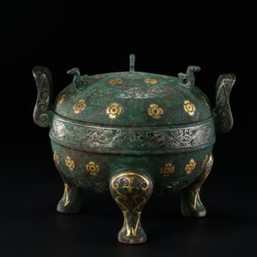 CHINA WARRING STATES PERIOD GOLD AND SILVER TRIPOD