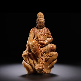 CHINESE LIAO DYNASTY BEESWAX BUDDHA SEATED STATUE