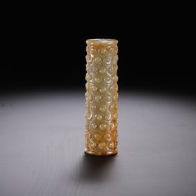 CHINESE WARRING STATES PERIOD JADE HORSE WITH CLOUD PATTERN