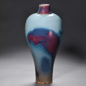 CHINESE NORTHERN SONG DYNASTY JUN KILN SKY BLUE GLAZE HANGING RED PLUM VASE
