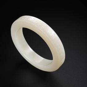 CHINESE QING DYNASTY HETIAN WHITE JADE BRACELET