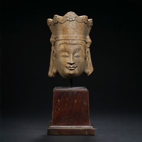 CHINESE TANG DYNASTY BLUESTONE BUDDHA HEAD