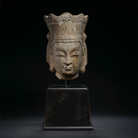 CHINESE TANG DYNASTY BLUESTONE BUDDHA HEAD